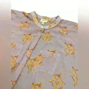 KOCH Lilac Ship Wheel Oversized Button Down Size Small